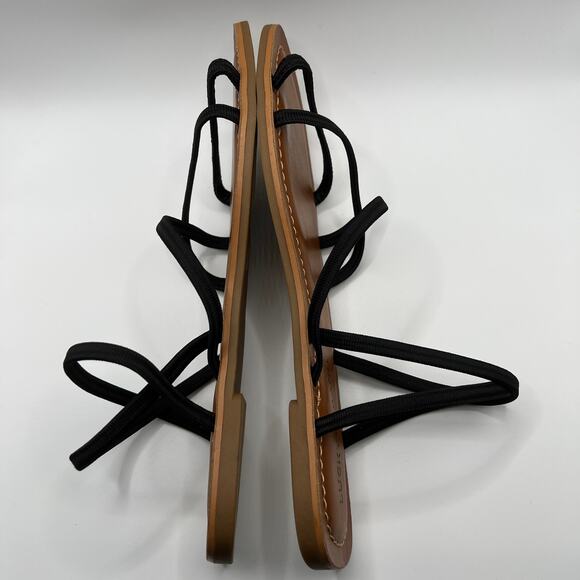 Lucky Brand LK-Bizell Strappy Flat Sandal Elastic Strap Black 9 - Picture 7 of 7